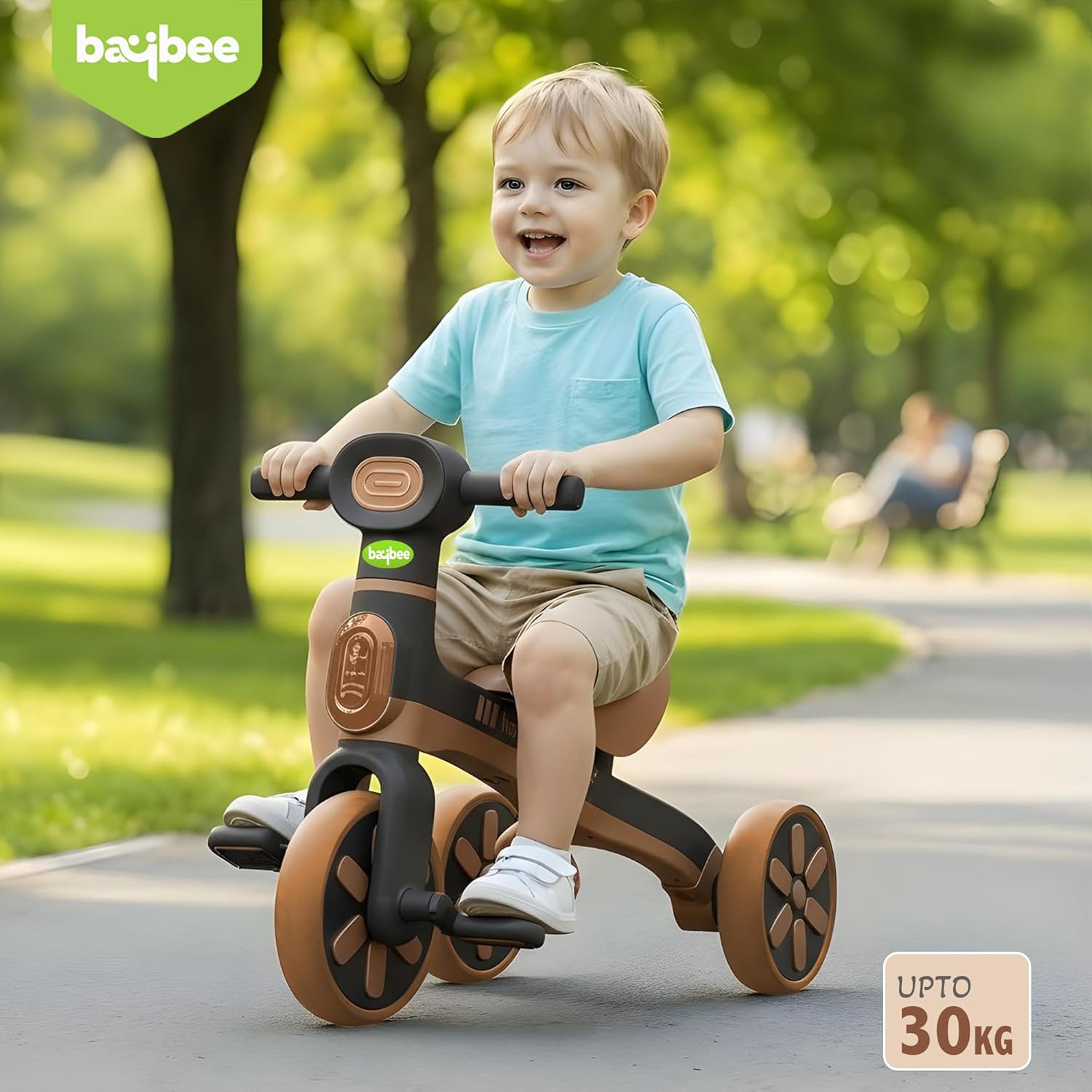 Baybee Velaro Baby Tricycle for Kids 1–5 Years | Dual-Mode Music Trike with 3 EVA Wheels | Safe Design, Easy Assembly Kids Bicycle | Indoor Outdoor Cycle for Boys & Girls (Brown)