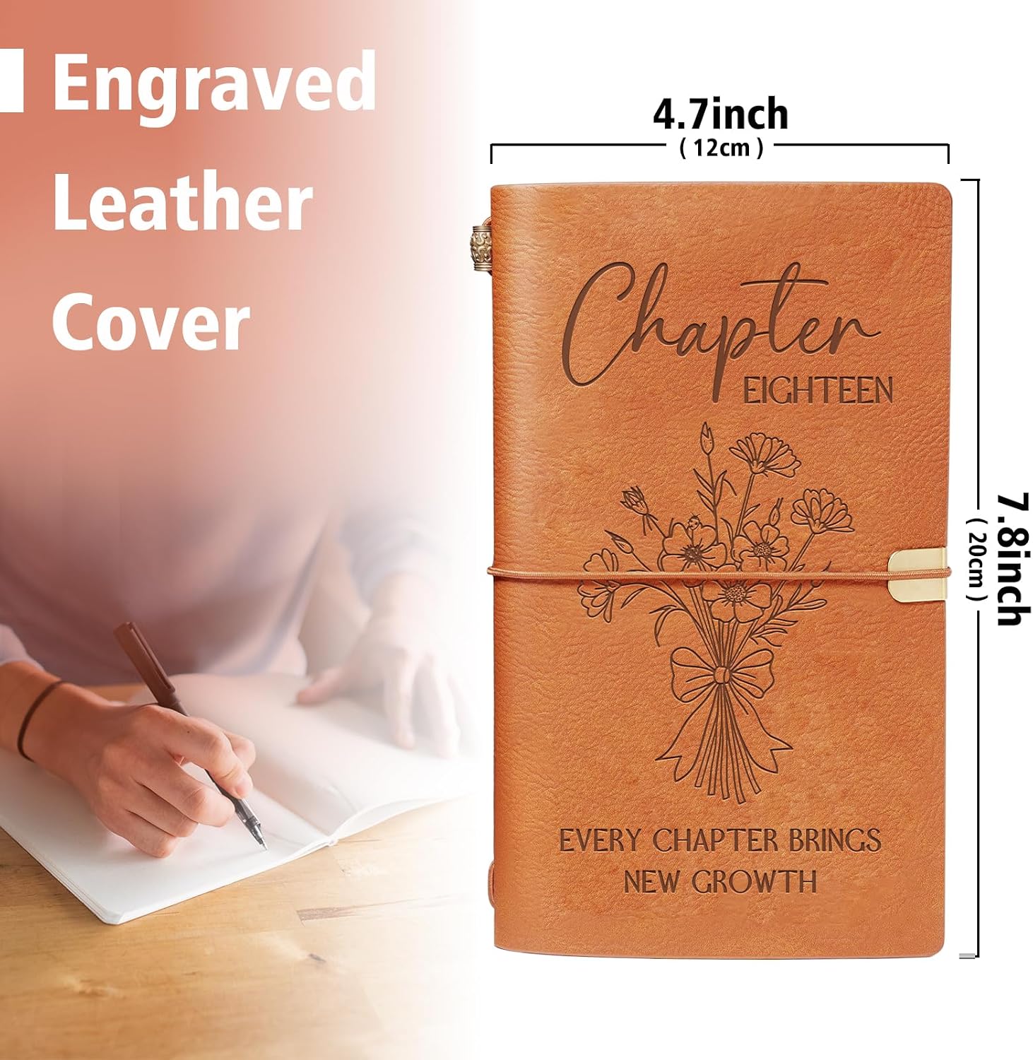 18th Birthday Gifts for Girls, Chapter Eighteen Leather Journal Notebook image 3