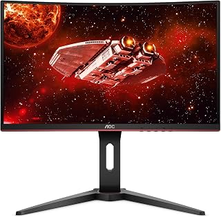 AOC CQ27G1 27" Curved Frameless Gaming Monitor QHD/2K, 1ms, 144Hz, FreeSync, DisplayPort/HDMI/VGA, Height adjustable, 3-Year Zero-Bright Dot, Black/Red, 27" 2K QHD Curved