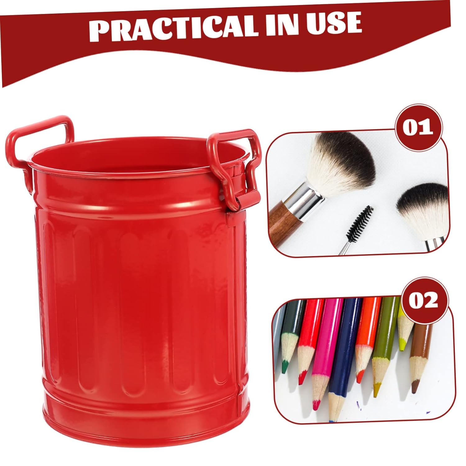 EXCEART 3pcs Creative Iron Waste Can Multi-Functional Design for Desk Organization Pencil Holder and Makeup Brush Storage for Home Office