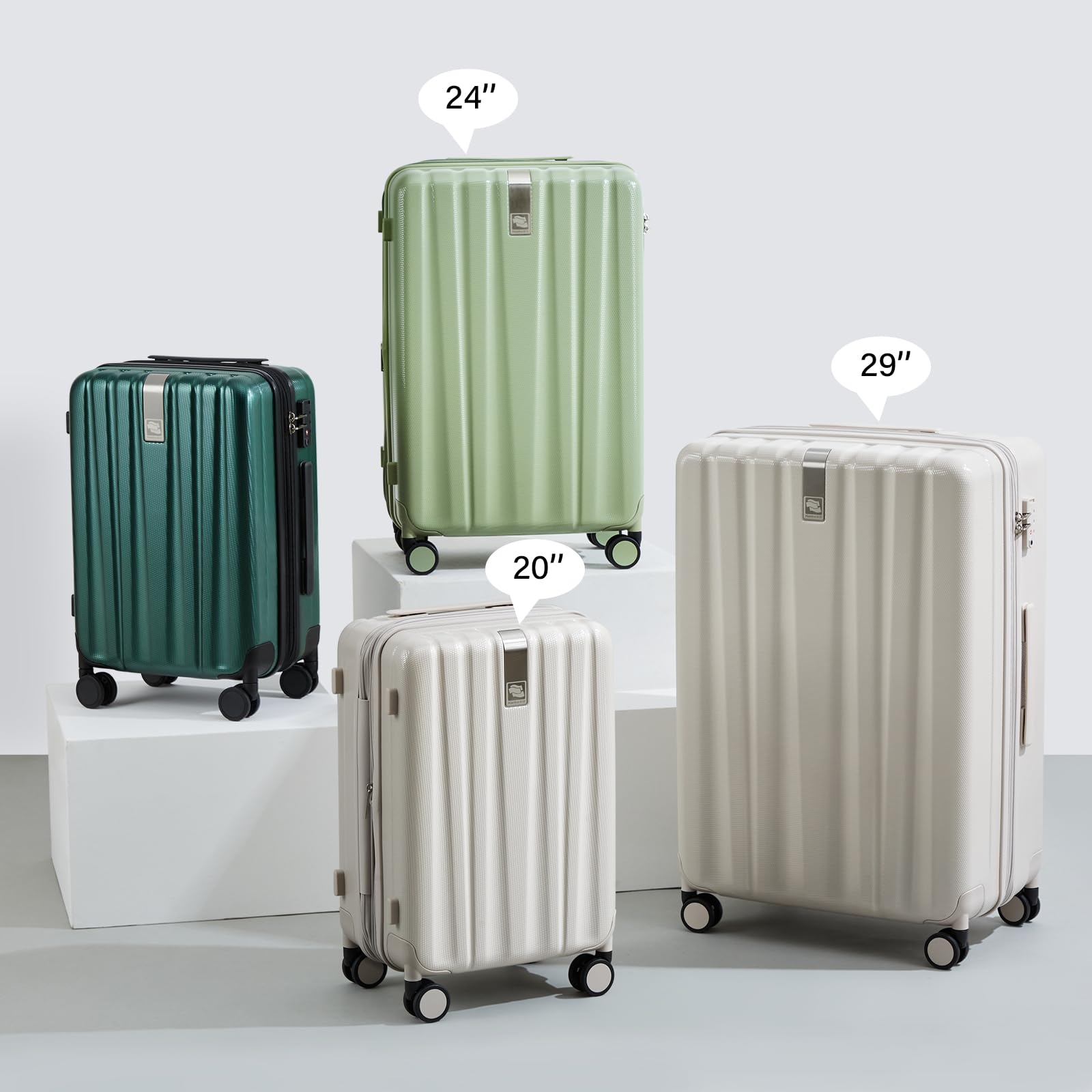 Hanke Handgepäck Koffer PC Hartschalenkoffer mit 360° Spinner Rädern Trolley Reisekoffer mit TSA-Lock 49cm (37L), Elfenbein