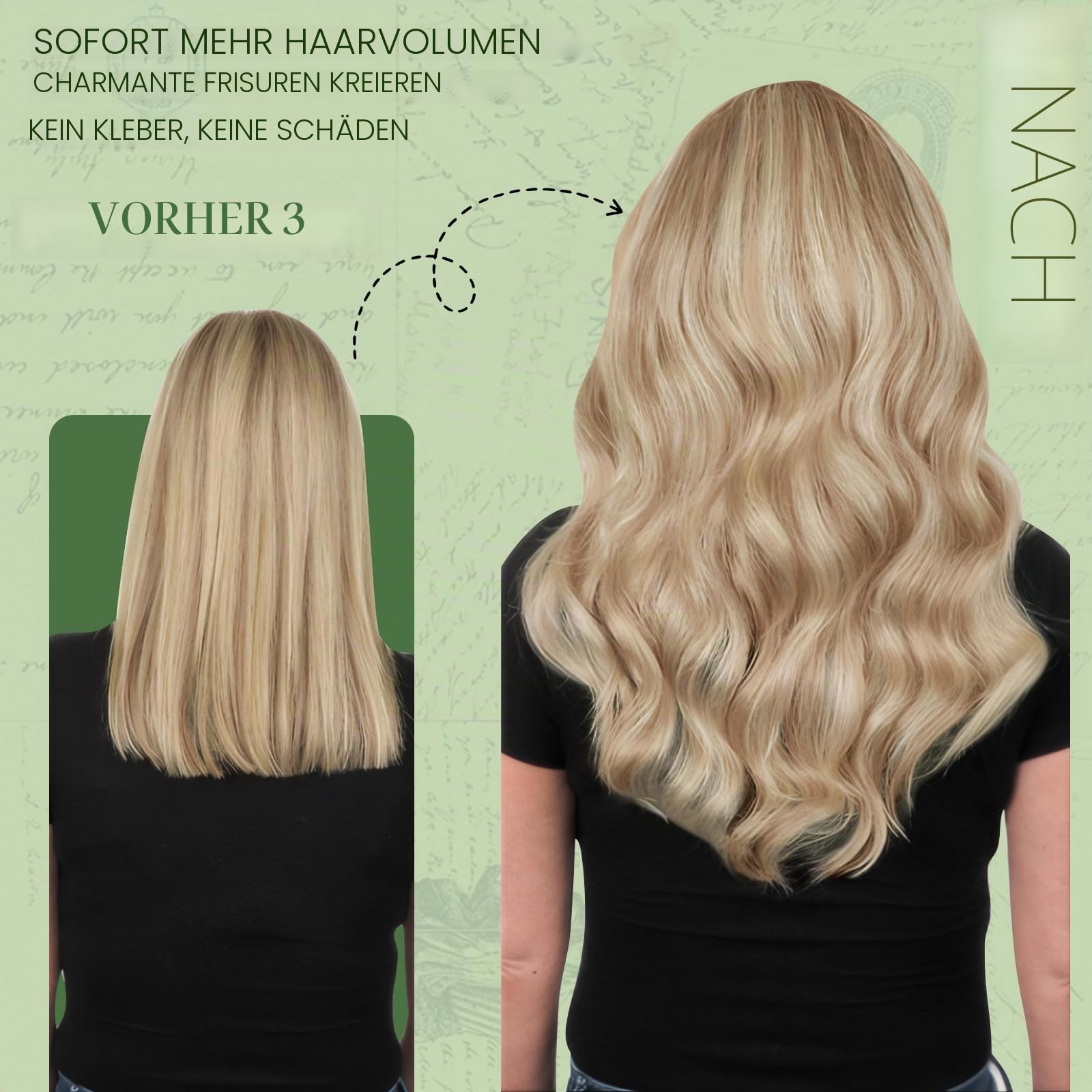 RUNATURE Clip in Extensions Echthaar Blond Highlight 25cm 7pcs 80g #18P60