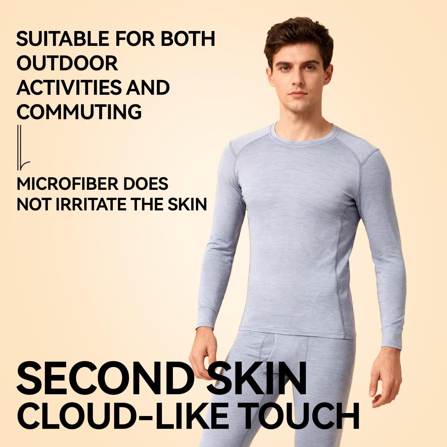 Men’s 100% Merino Wool Thermal Top, 15.5 Micron Base Layer Shirt – Soft Long Sleeve