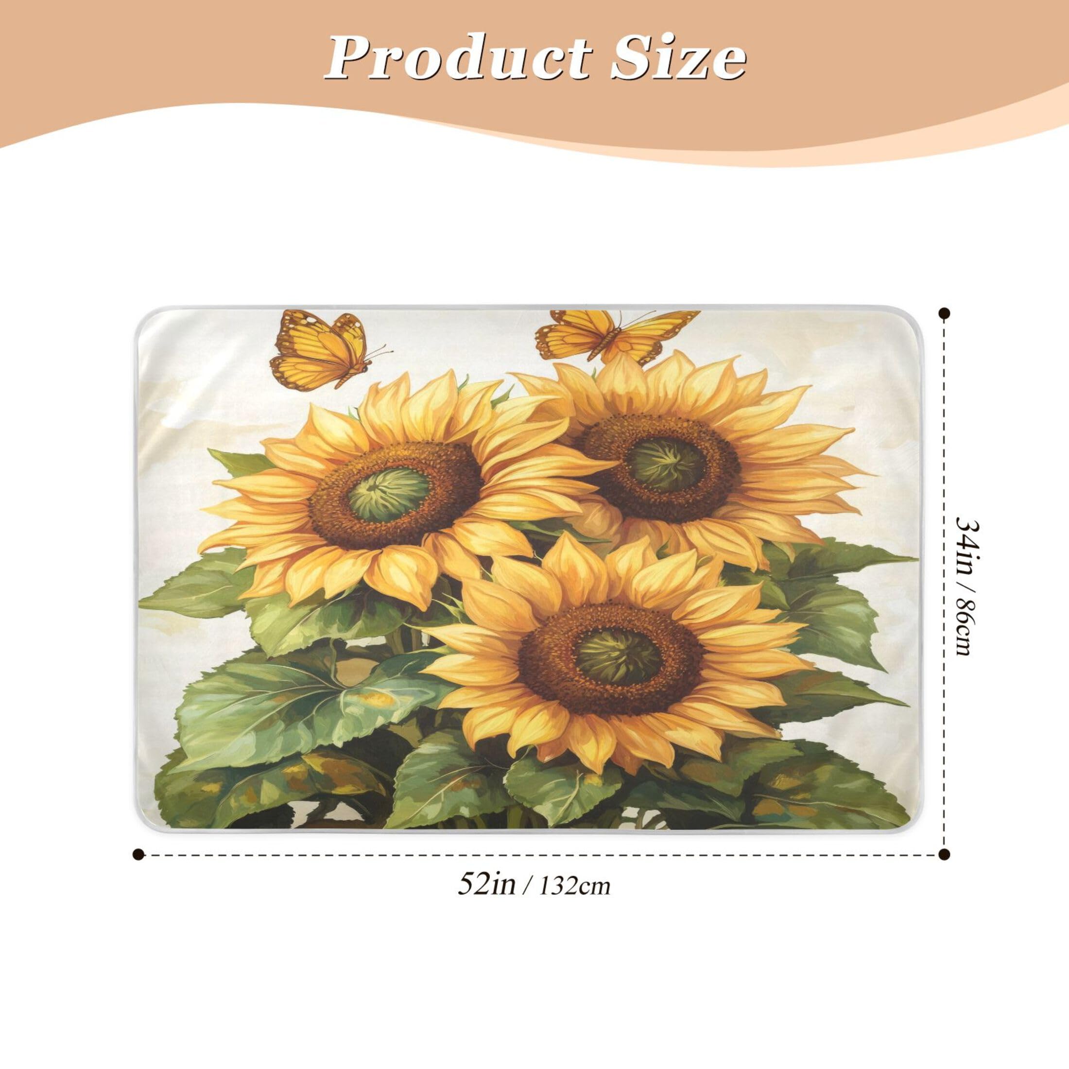 Takiito Sunflowers Bed Pad Reusable Bed Underpad Washable Waterproof Leak-Proof Quick Dry Incontinence Pee Pad for Toddlers Kids Adults Pets 34x52 in