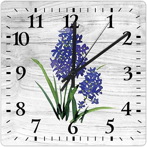 Mighun Bluebonnets - Reloj de pared decorativo con cita motivacional, reloj de PVC, funciona con pilas, reloj cuadrado silencioso para decoración