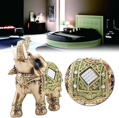 Miniatura 1 de TOPINCN Estatua de elefante de la suerte, Feng Shui, adorno de elefante verde, figura de elefante de la suerte, figura de riqueza, regalo para