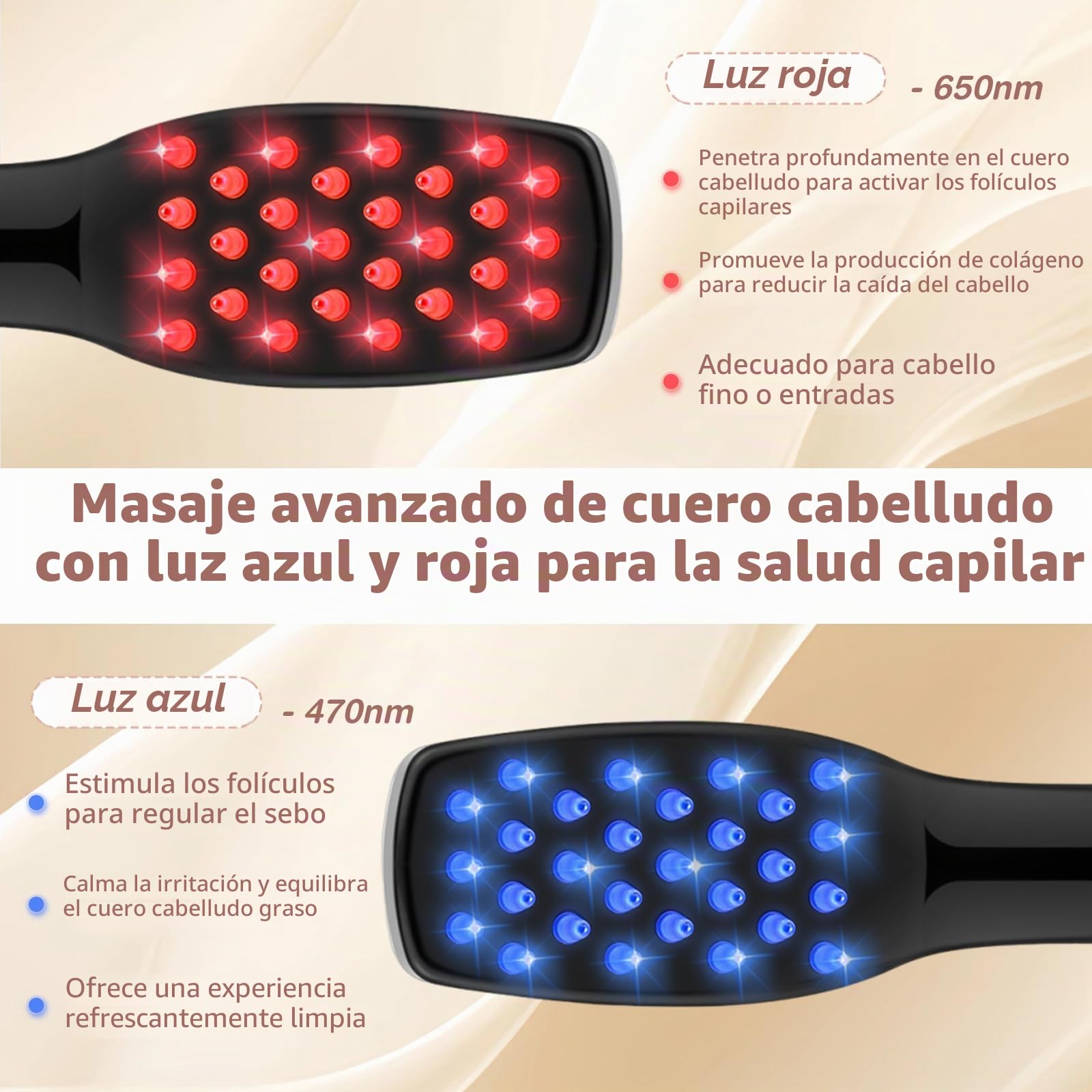 Cepillo de masaje eléctrico para el cuero cabelludo, crecimiento del cabello, vibración, peine de masaje para el cuero cabelludo, masaje de cabeza para relajación y alivio del estrés
