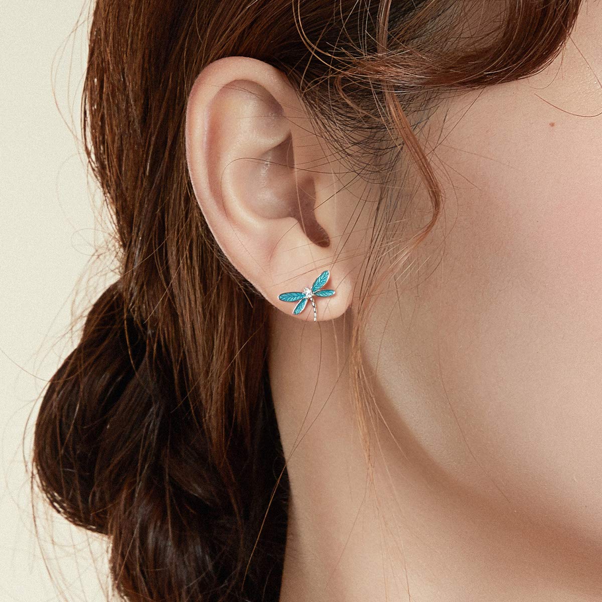 WBDWWTD Orecchini a Forma di Libellula in Argento Sterling 925 da Donna. Gioielli in Argento ipoallergenico per Bambini. Orecchino ipoallergenico