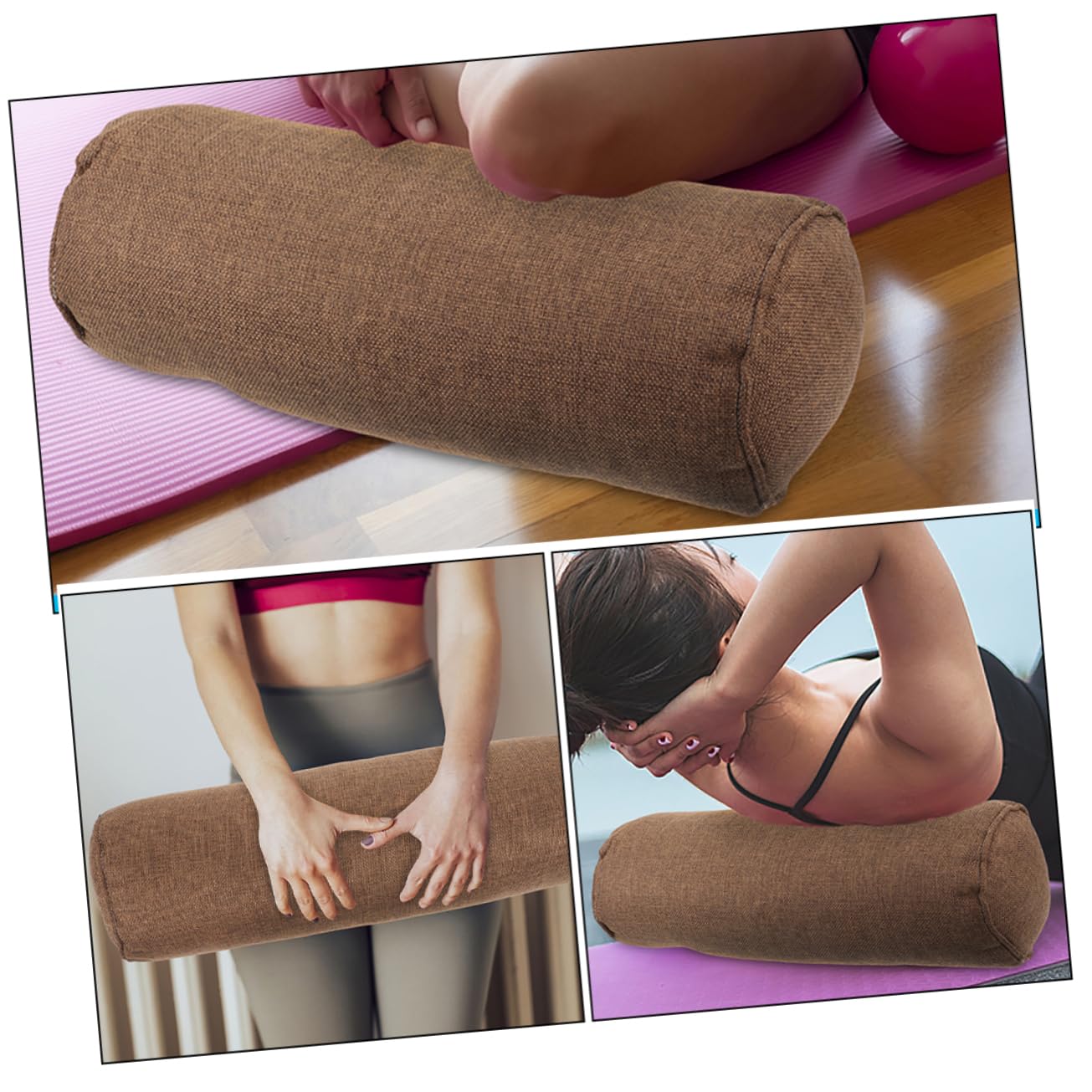 Cuscino per Yoga Cilindrico Multifunzionale in Cotone e Lino, Leggero e Adatto per Gambe, per Ufficio e Palestra, Supporto Ergonomico per Amanti dello Yoga
