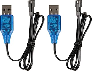 Pack of 2 3.7 V HSP USB Charging Cable with SM-2P Plug, Lipo Battery Charger, Battery Charger USB Charger Cable for RC Drone, Electric Toy, Toy Car, Other Remote Controlled Toys