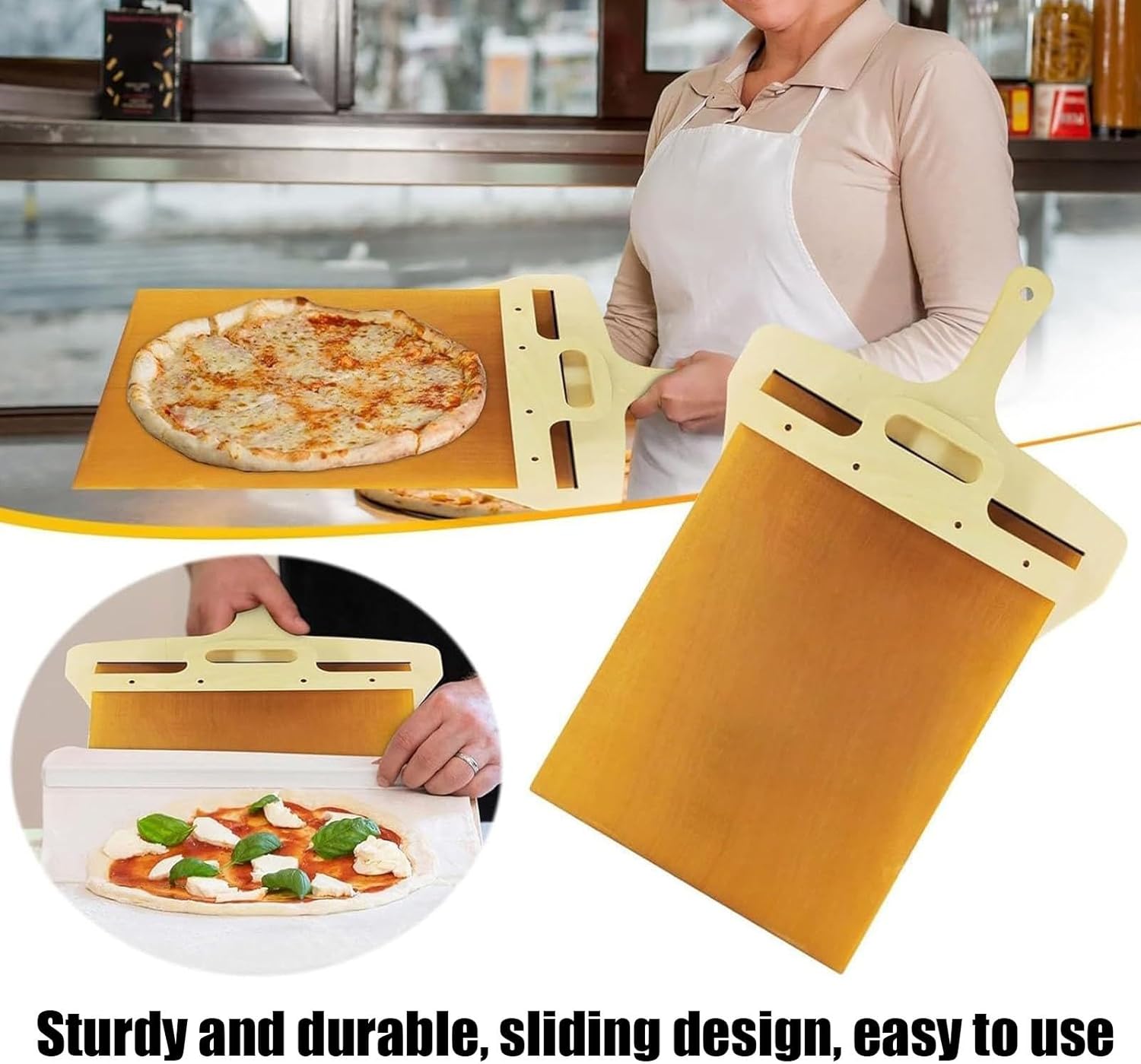 New Pizza Peel Shovel, Sliding Pizza Peel Non-Stick Pizza Peel Conveyor Belt Pizza Spatula Paddle for Indoor & Outdoor Ovens(A,30 * 60cm)