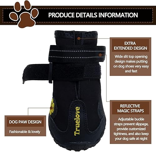 Miniatura 3 de EXPAWLORER botas a prueba de agua, para perro, antiderrapantes, refractantes, botines de mascotas para perros medianos, perros grandes, negro, 4