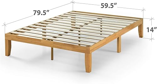 Miniatura 13 de ZINUS Alexia - Base de cama con plataforma de madera, base de madera maciza, no necesita somier, soporte de listones de madera, fácil montaje, pino