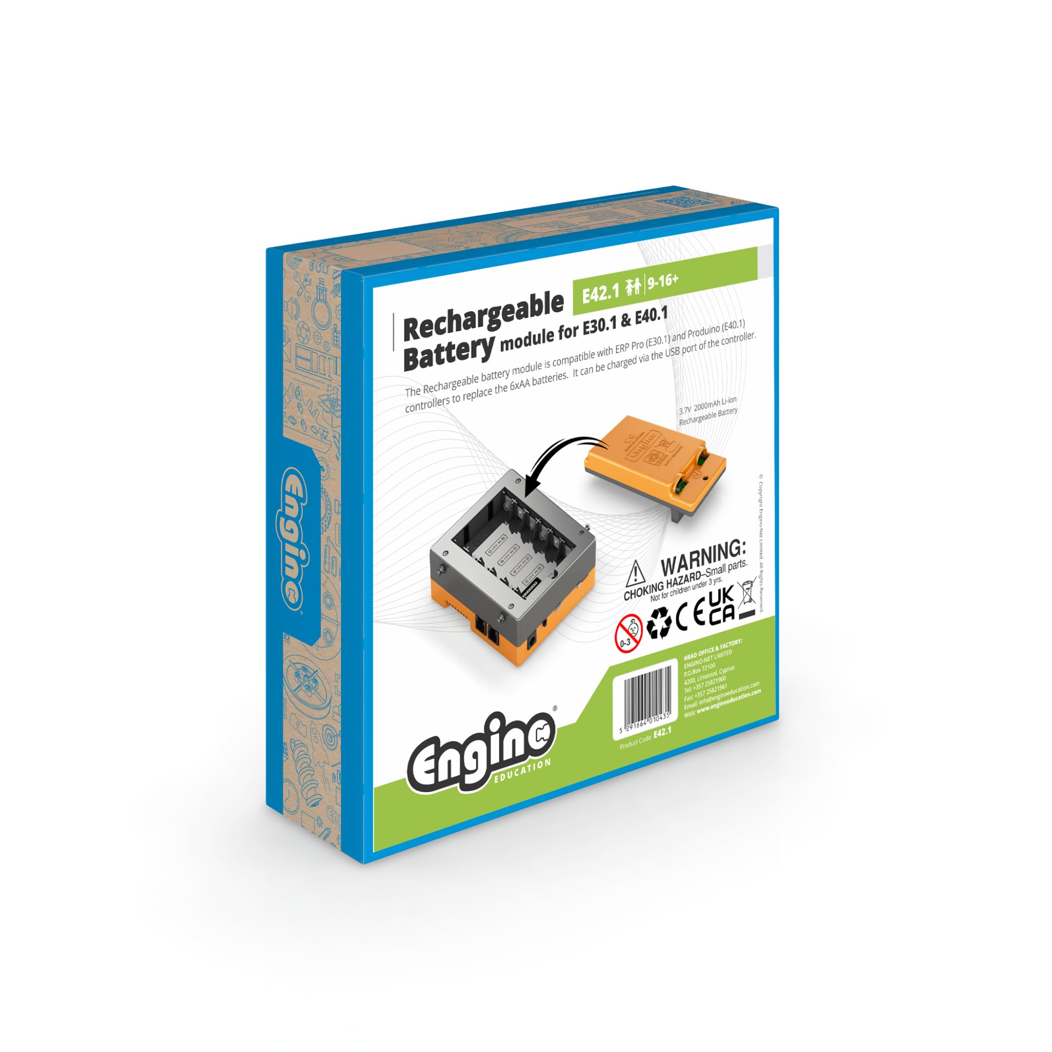 Engino Education | Rechargeable Battery Module for E30 & E40 Homeschooling and Classroom Kit for Ages 9+