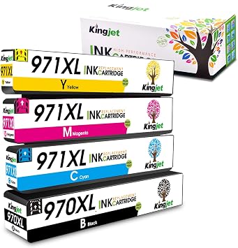 Amazon.com: Kingjet - Cartucho de tinta compatible para impresoras HP 970XL  971XL 970 971, compatible con Officejet Pro X576dw X451dn X451dw X476dw  X476dn X551dw, 4 unidades (negro, cian, magenta, amarillo) : Productos de  Oficina