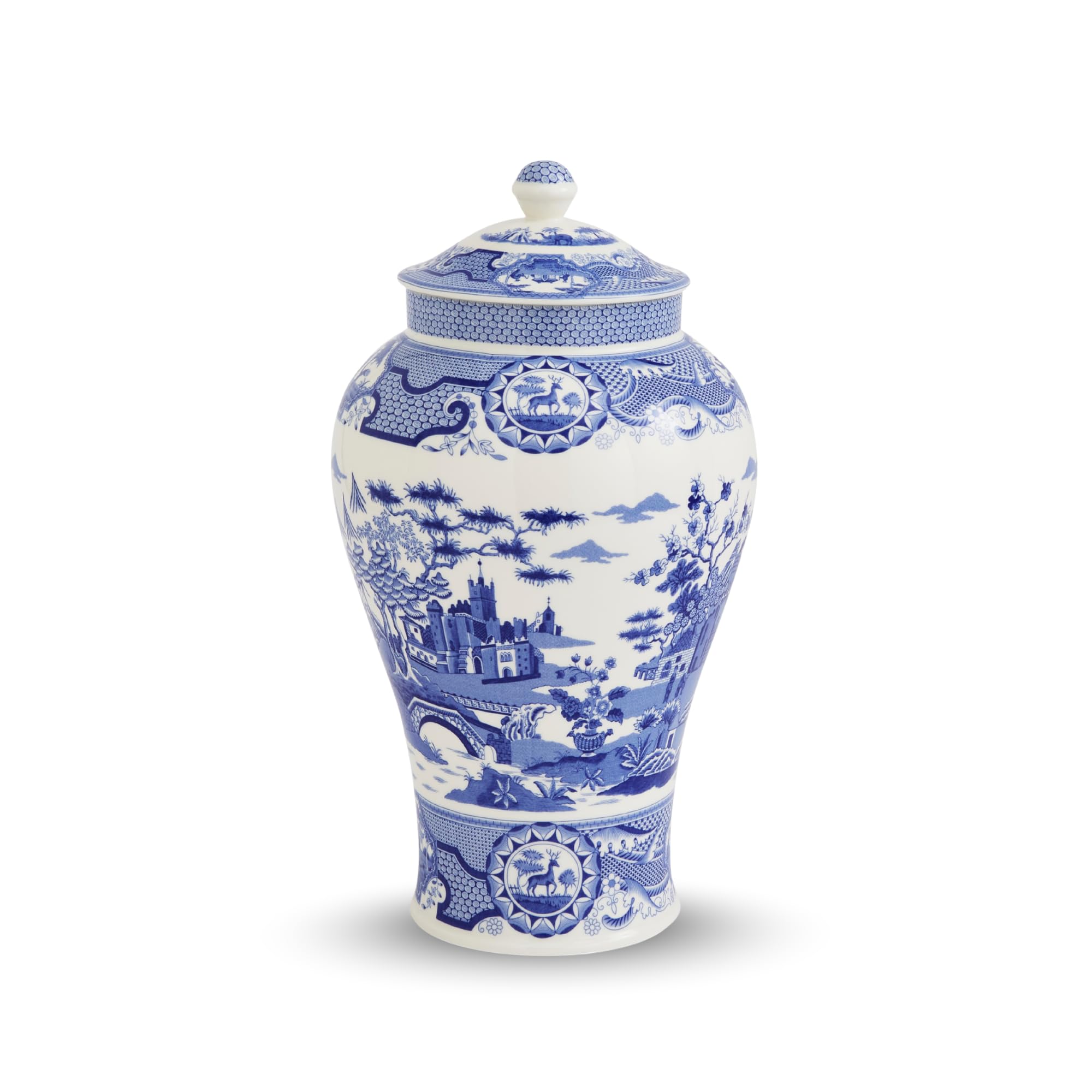 Blue Italian Blue, White Gothic Castle Vase
