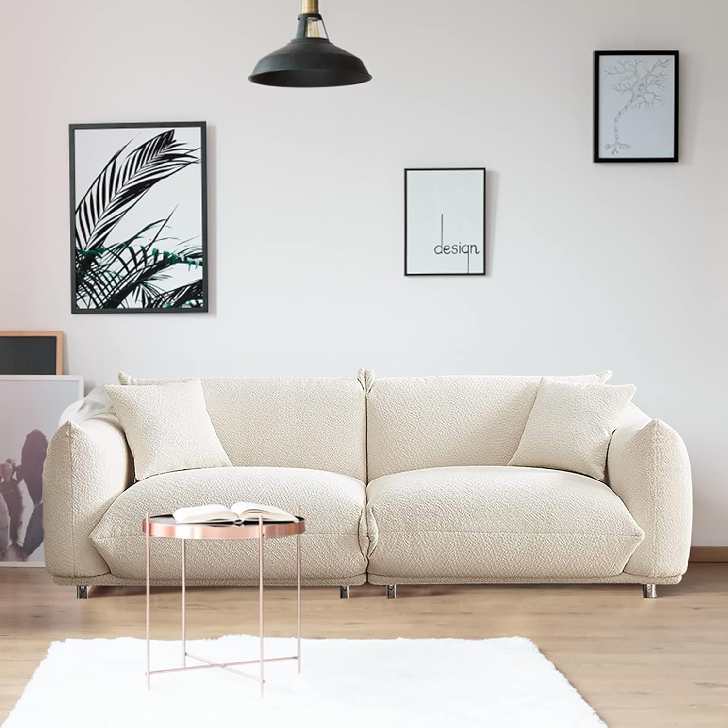 Modular Sectional Sofa Couch Furniture Comfy Lambs Wool Fabric 3 Seat