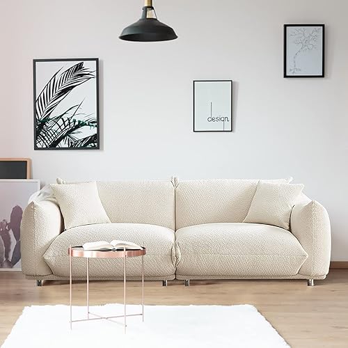 Sofá modular seccional, muebles cómodos de tela de lana de cordero, sofá de 3 plazas, sofás pequeños de mediados de siglo, modernos para espacios