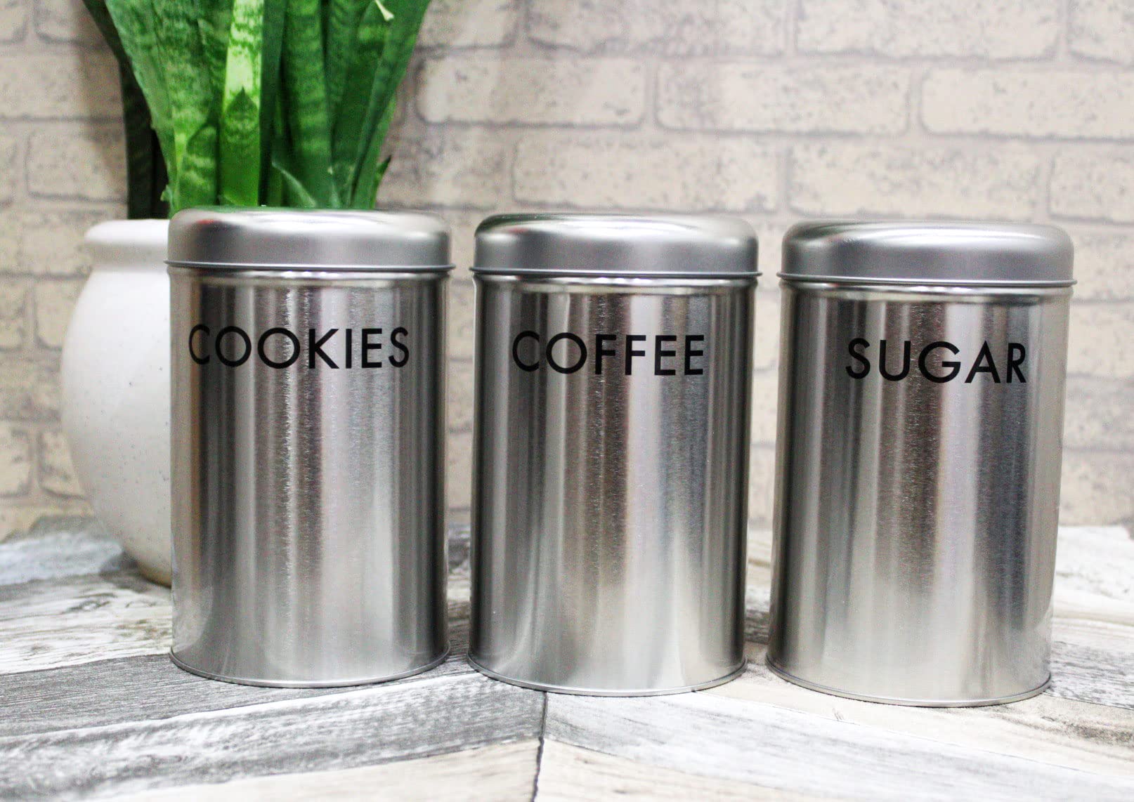 Urban Sajavaat Cookies Coffee Sugar Tin Boxes Kitchen Storage Old Style – Set of 3 | 800 Ml Each | Multipurpose Jar & Containers