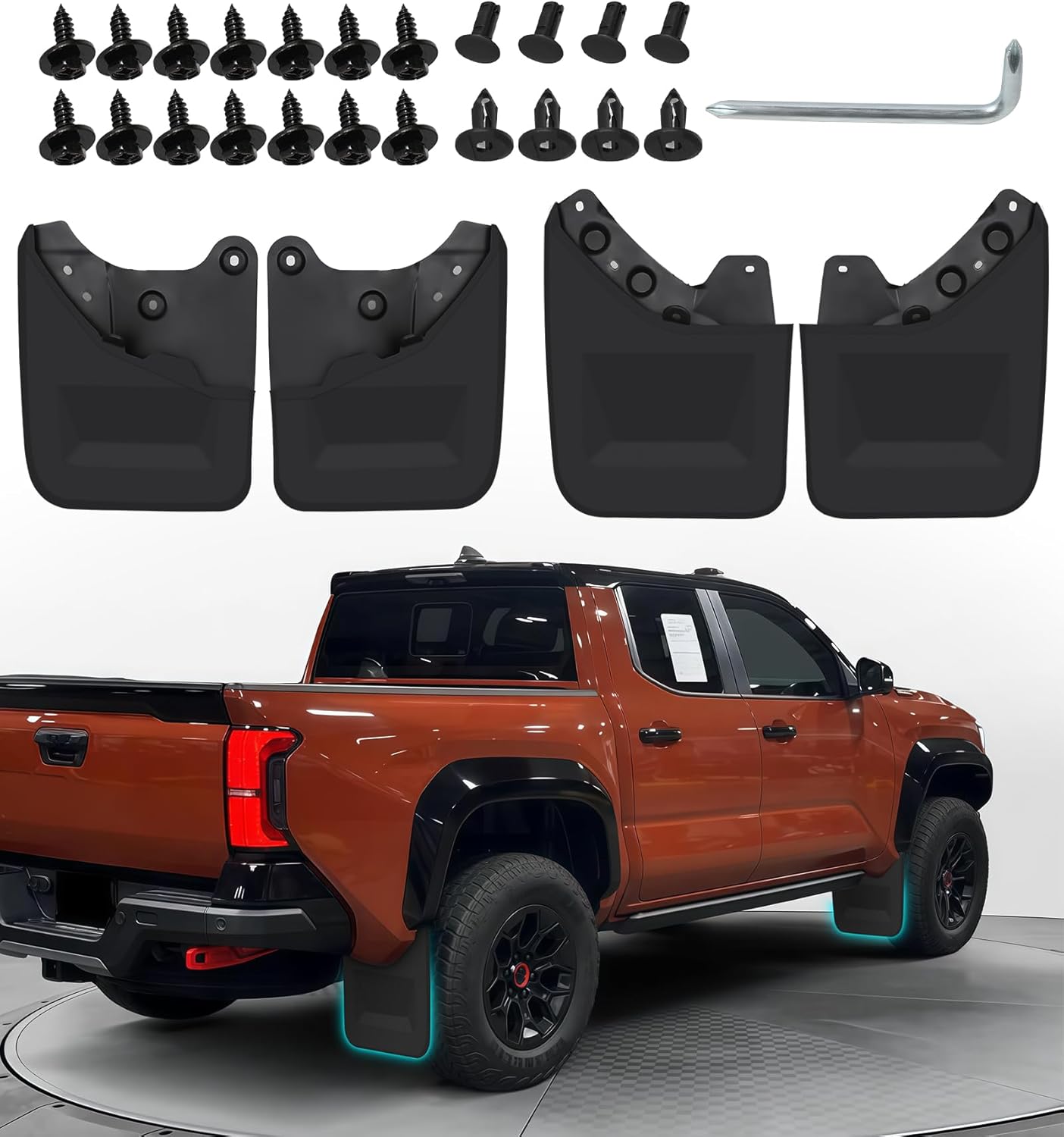 Mud Flaps for Toyota Tacoma 2024 2025 Splash Guards No Drill Mudflaps Front Rear Mudguard Kit Truck Protectors Tacoma 4th Gen Accessories
