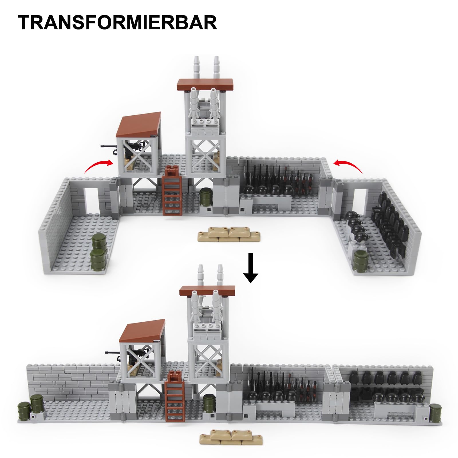 Feleph Military Base Building Set Fortress Guard Tower with Army Weapons Arsenal Toy Block 389 Pieces Model Accessories for Kids and Adults - Image 2