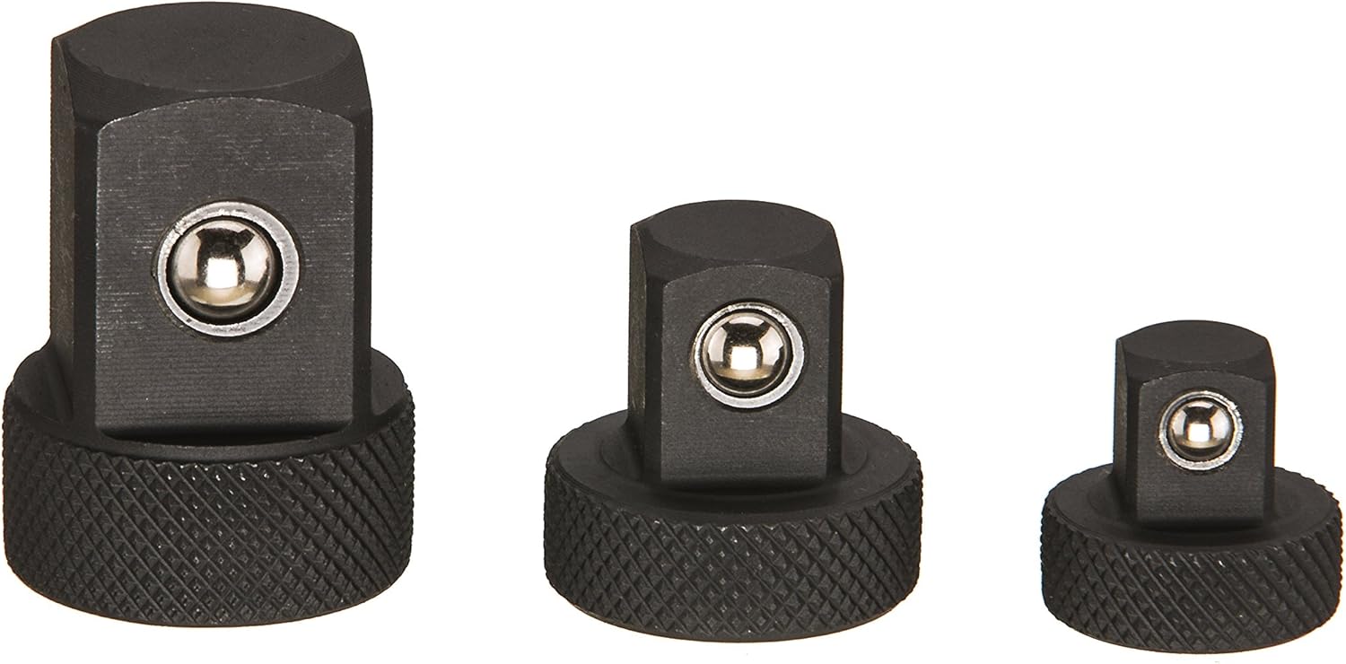 ARES 70198 - Low Profile Impact Socket Adapter Set - Impact-Rated Heat-Treated Chrome Vanadium Steel Features Knurling For Enhanced Grip