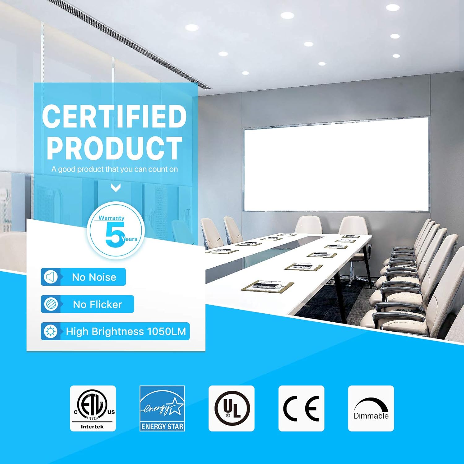 Gеt Chеар Prісе Ensenior 6 Pack 6 Inch Ultra-Thin LED Recessed Ceiling Light with Junction Box, 6000K Clear White, 12W 110W Eqv, Dimmable Downlight, 1050LM High Brightness - ETL Certified