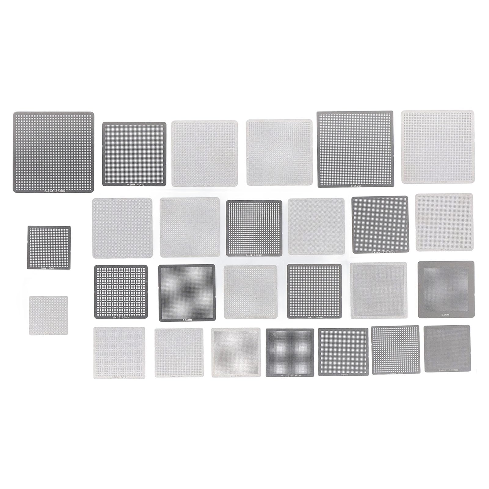 Reballing Template Mesh 27PCS BGA Reballing Stencils 304 Stainless Steel Reballing Rework Template Mesh for Laptop Welding Maintenance