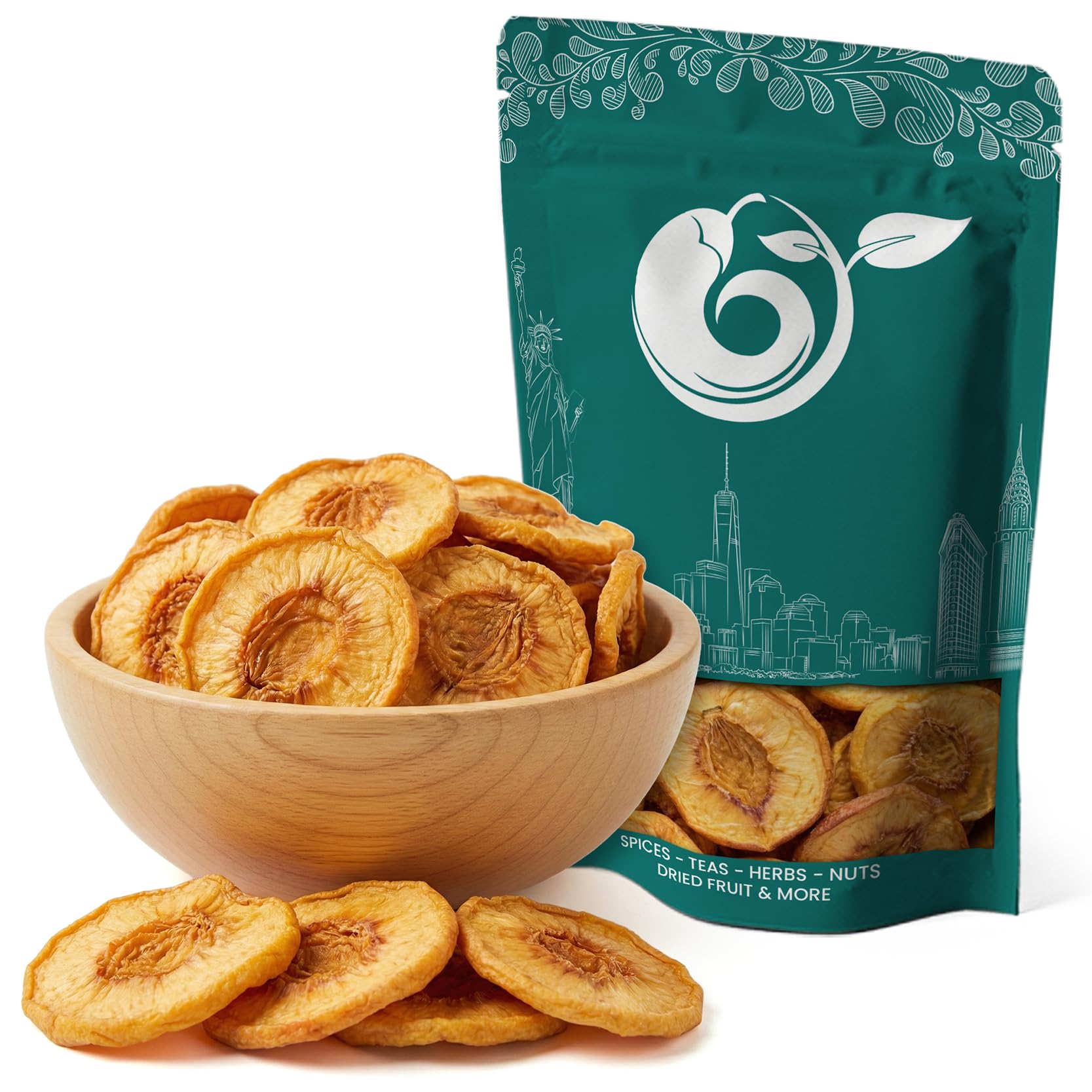 NY Spice Shop Dried Nectarines with SO2 - 8 Ounce Dehydrated nectarine chips Fruit Snacking – Dried nectarines for Baking Smoothies Tropical Fruit Treat - Sweet nectarine flavor for Trail Mix Dessert Party Snack