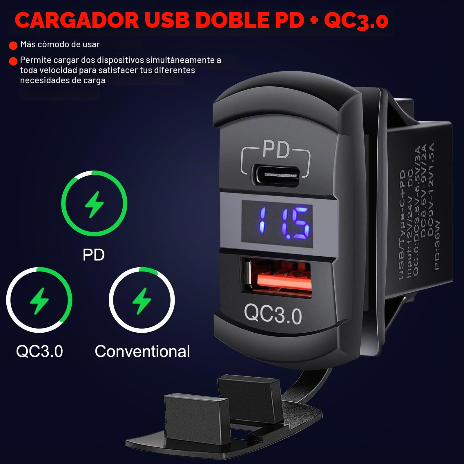 KAOLALI 3 Pandillas Panel de Interruptor Basculante, IP65 Impermeable