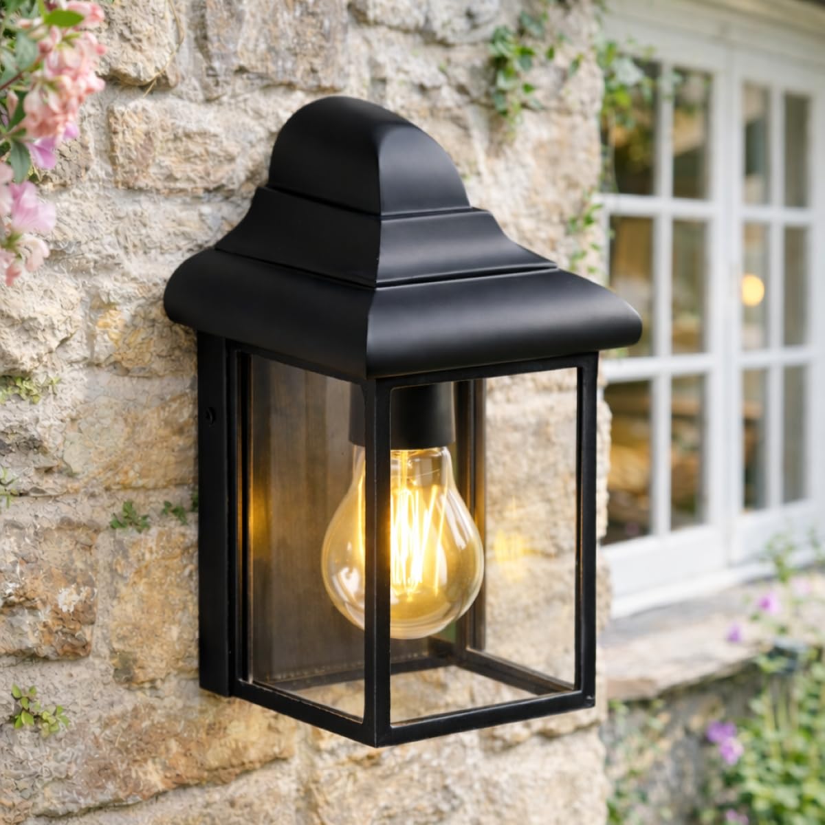 Cgc Lighting Black Lantern Outdoor Outside Wall Light Aluminium Traditional Lantern Led Ip43 E27 (Black Lantern)
