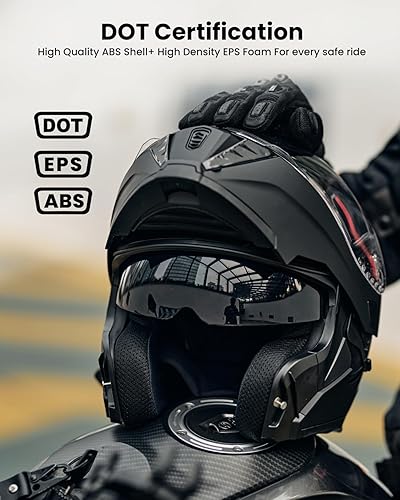 Miniatura 2 de ILM Casco modular de cara completa para motocicleta, para adultos, doble visera, luz trasera LED, opcional DOT