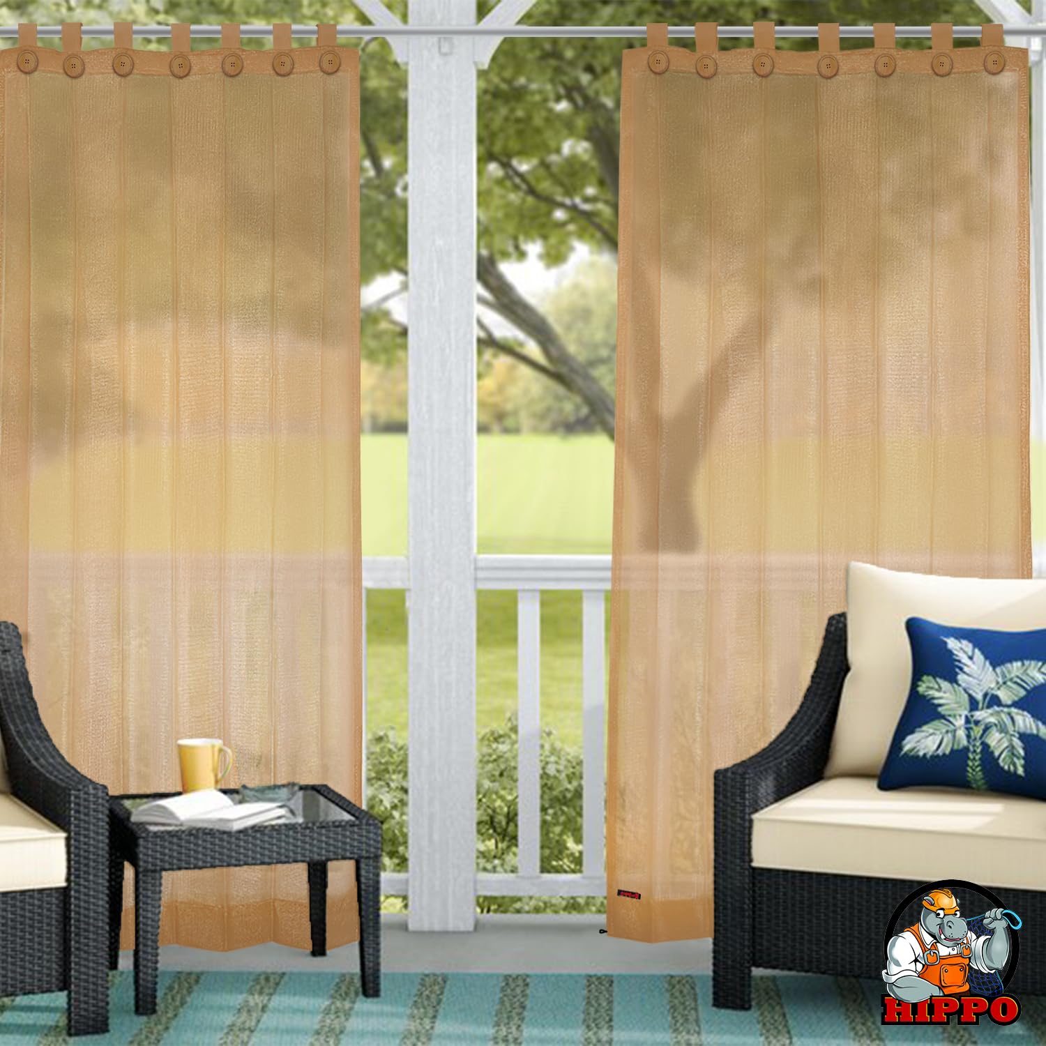 Outdoor Sun Blocking Curtains - Beige, 3FTX7.5FT -6 Outdoor Sun Blocking Curtains - Beige, 3FTX7.5FT -6