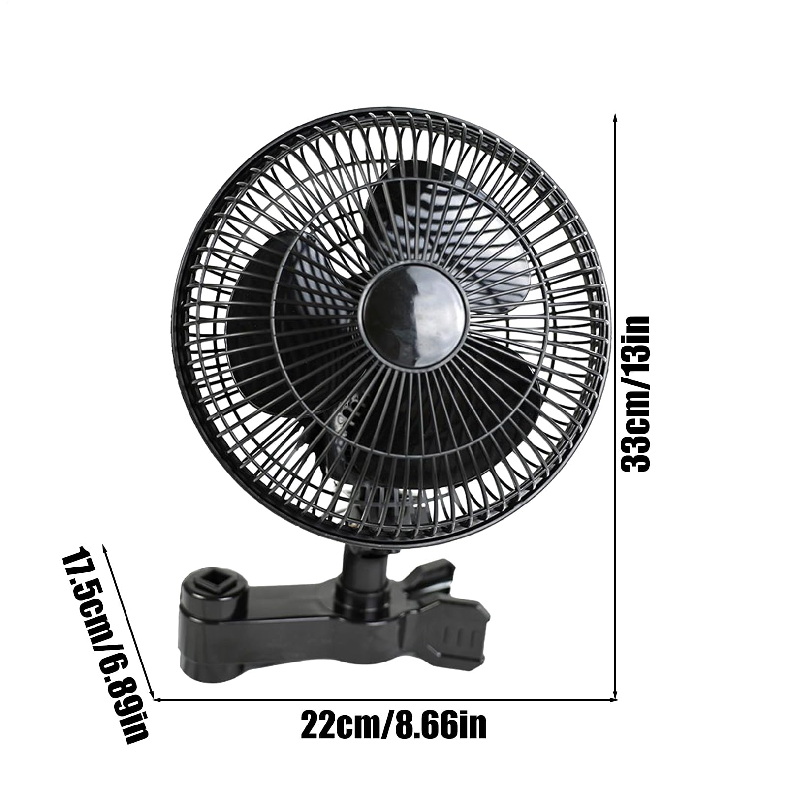 Generisch Grow Ventilatore con Clip, Regolazione a 2 Livelli, perbottone, oscillante, Ventola silenziosa da 25 W, per, Diametro 22 cm, Standard Europeo, Colore Nero