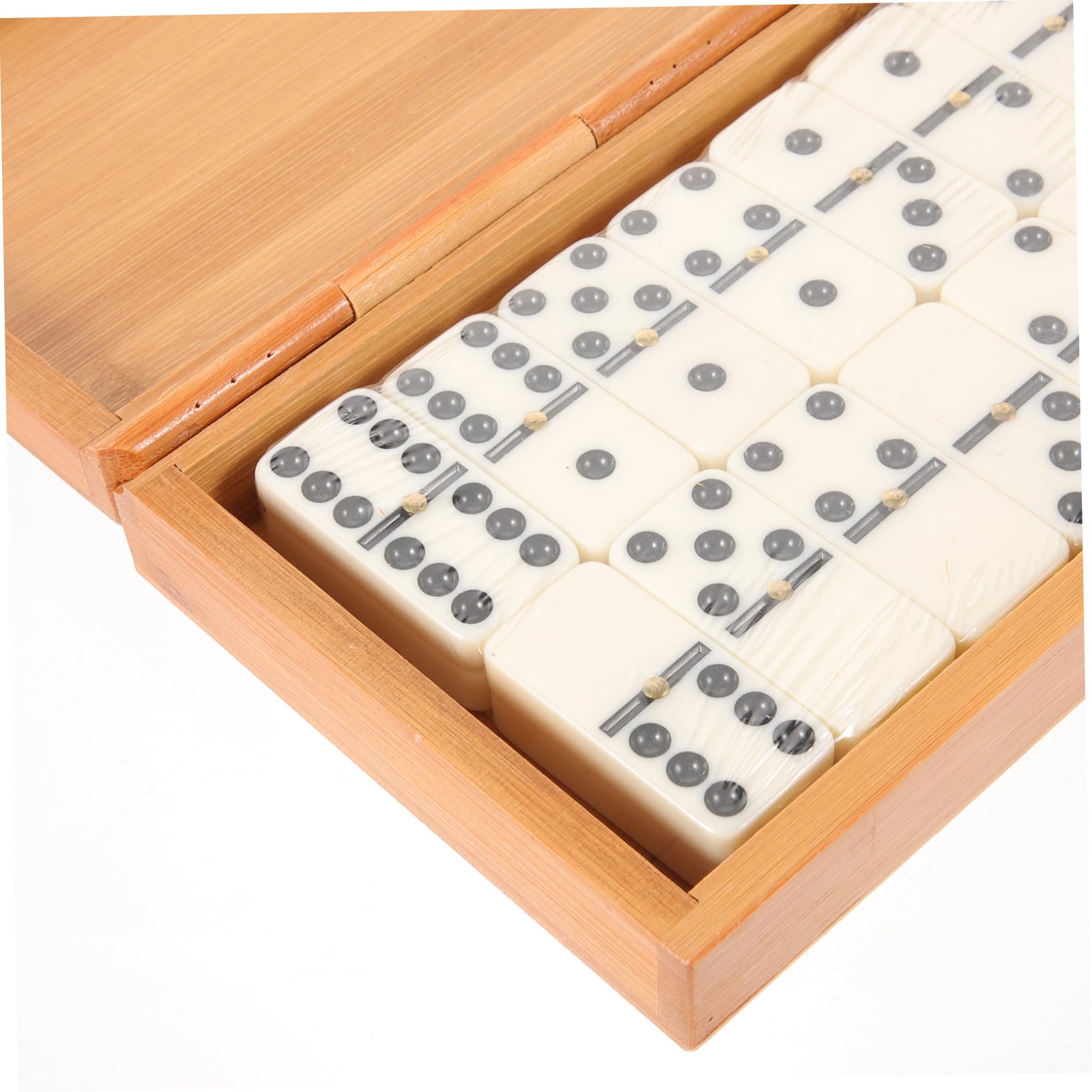 UPKOCH Jeu de Dominos en Bambou et Plastique Beige Coffret de Rangement, pour Coordonner Main-œil, pour Amusement en Famille et Jours de Pluie