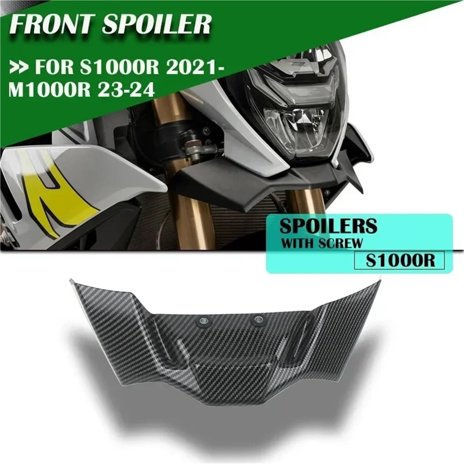 Front Bumper Splitter dachowy Pasuje do BMW S1000R 2021 2022 2023 S 1000 R S1000 Motocykl Skrzydło Owiewka Downforce Naked Przedni Spoiler Winglet