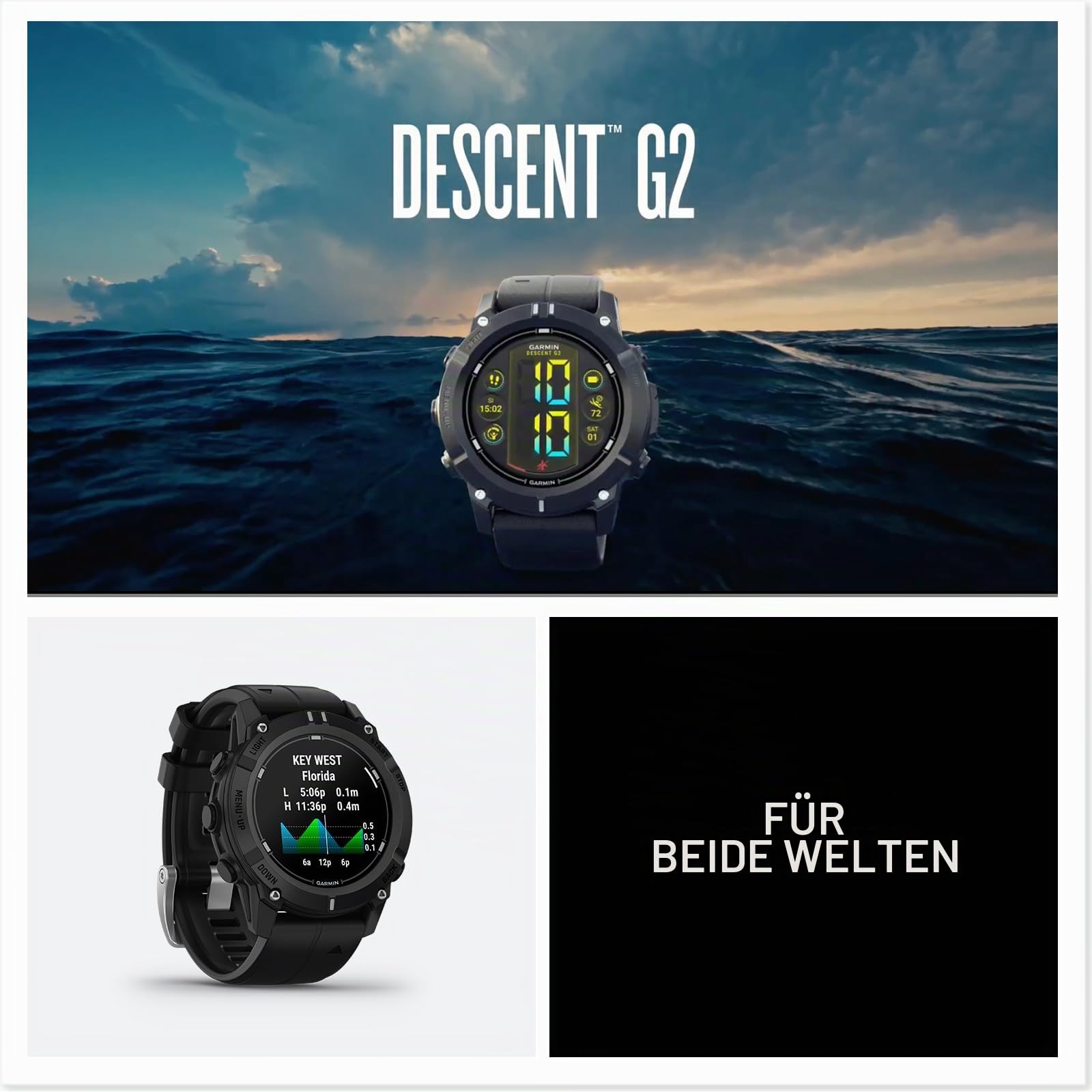 Garmin Descent G2 45mm - Smarter Tauchcomputer mit 1,2" AMOLED Farbdisplay, bis zu 10 Tage Akkulaufzeit, versch. Tauchmodi, Tauchbereitschaft, Multi-GNSS, 100+ Sport-Apps, Benachrichtigungen