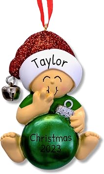 Personalized Christmas Ornament for Girls 2026, Baby Red Ball Use
