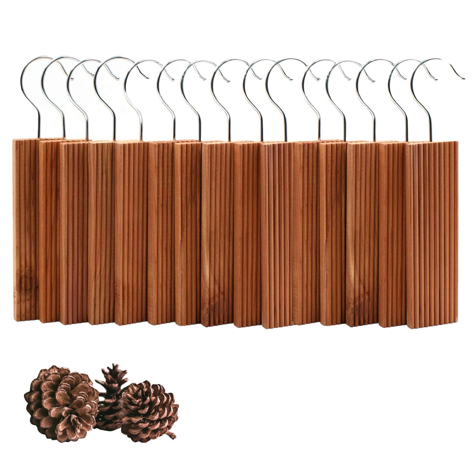 Lot de 15 Antimites Vetements Penderie,Blocs de Cèdre avec Crochets Désodorisant Naturel pour Penderie,Blocs Suspendus en Bois Cèdre,Parfumés en Bois de Cèdre pour Armoires,Tiroirs,Placards