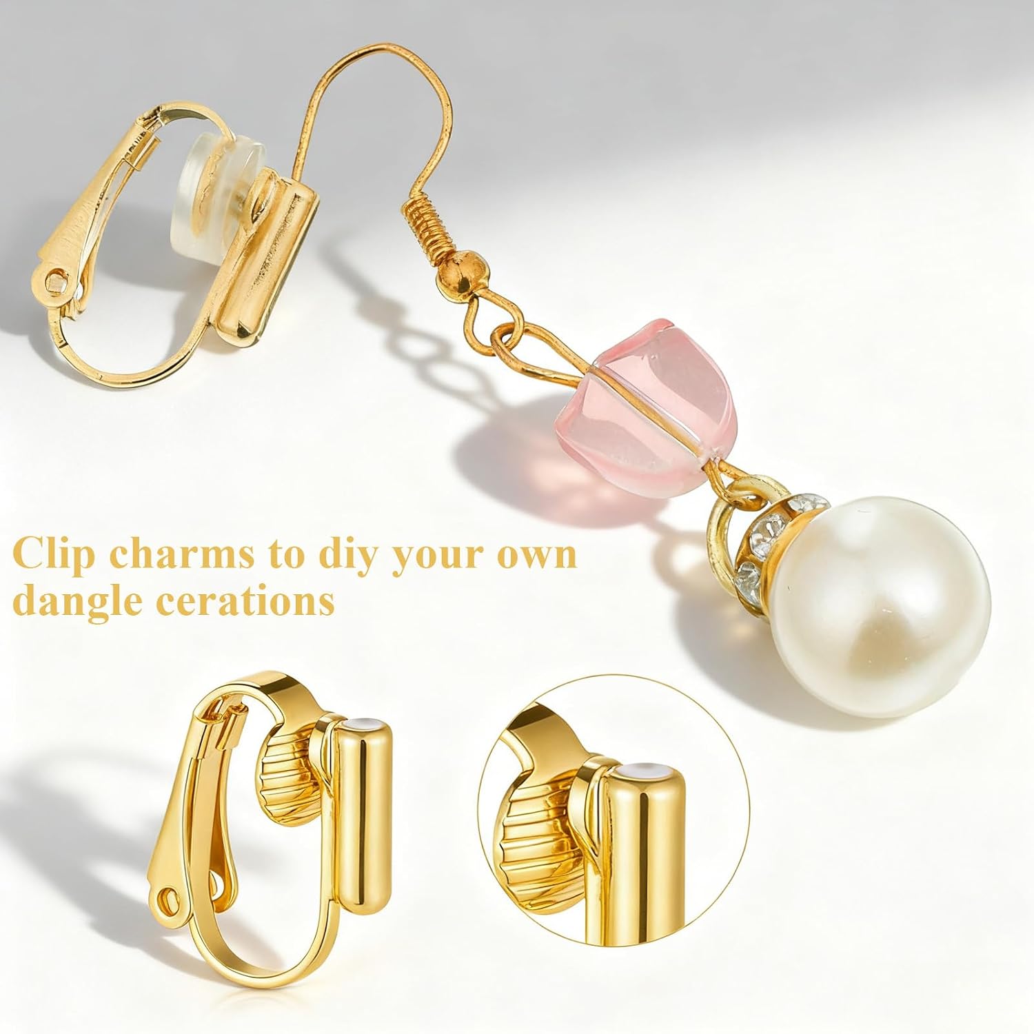 12 Pieces Clip on Earring Converter Earring Clip Backs with Easy Open Loop Earring-Pierced Parts Non-Pierced Earrings Clips Convert Pierced Earrings to Clip-on for None Pierced Ears, Silver and Gold