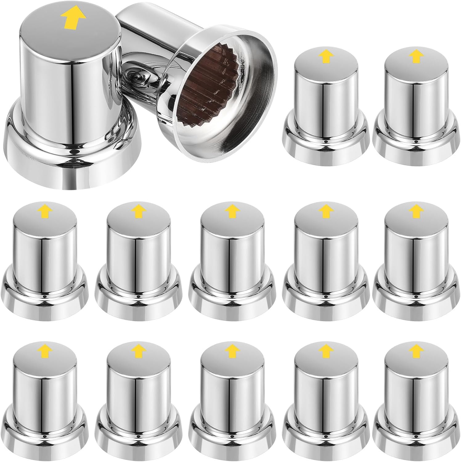 Ciieeo 20pcs Chrome Lug Nut Covers for Semi Trucks with Hub Removal Tool Wheel Bolt Caps Anti-Rust Protective Screw Covers for Heavy-Duty Vehicle Wheels