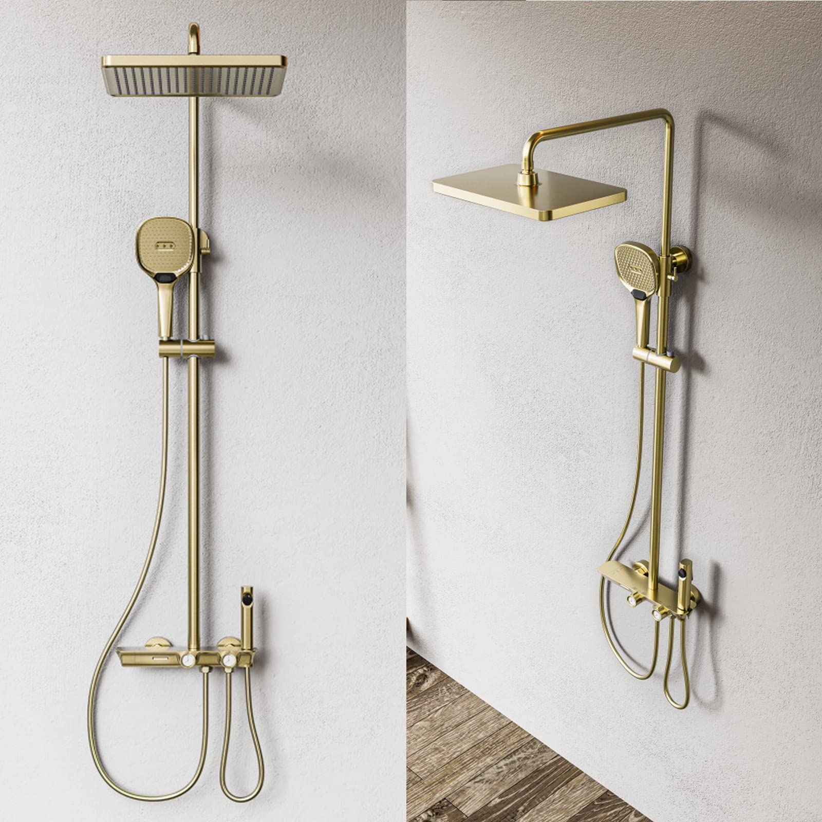 Sistema doccia, sistema doccia termostatico, set completo di rubinetti per doccia a parete, set di rubinetti per doccia per vasca, spruzzatore per WC, soffione doccia a pioggia e doccetta