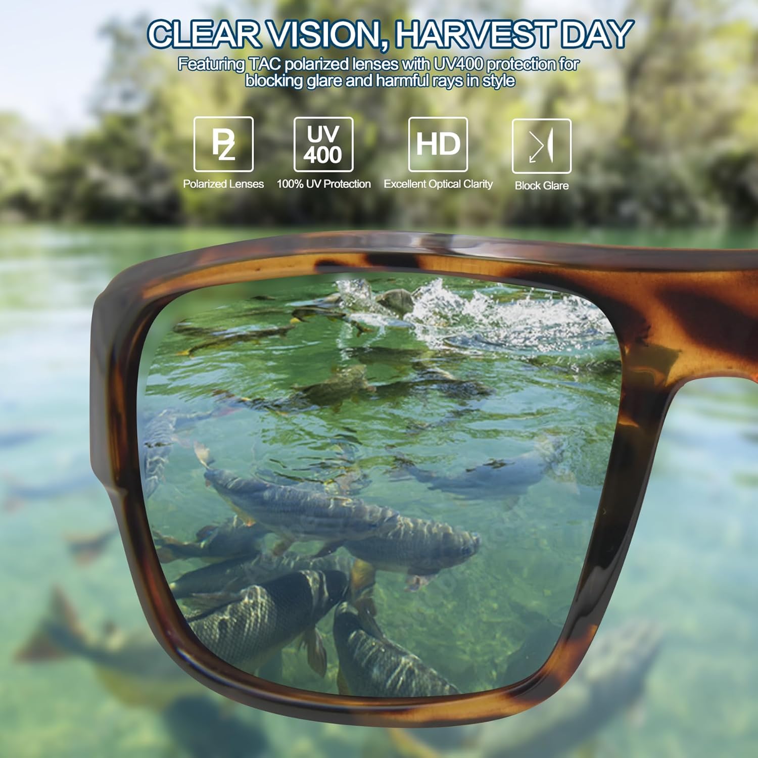 Jefoo Polarized Sunglasses for Men Women, Fishing Cycling Running Driving Golf Sports Floating Square Glasses UV Protection - Image 4