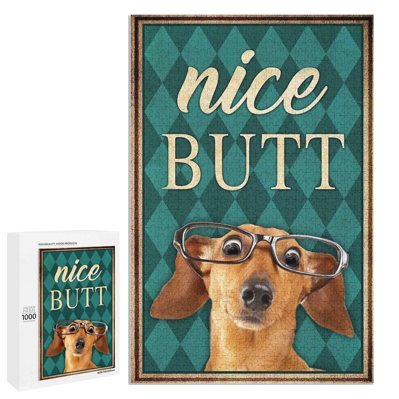 Jigsaw Puzzles 1000 Pieces for Adults Nice Butt Dachshund Wooden Puzzle - Puzzles for Youth Home Decor Funny Game Best Gift Preschool Toys