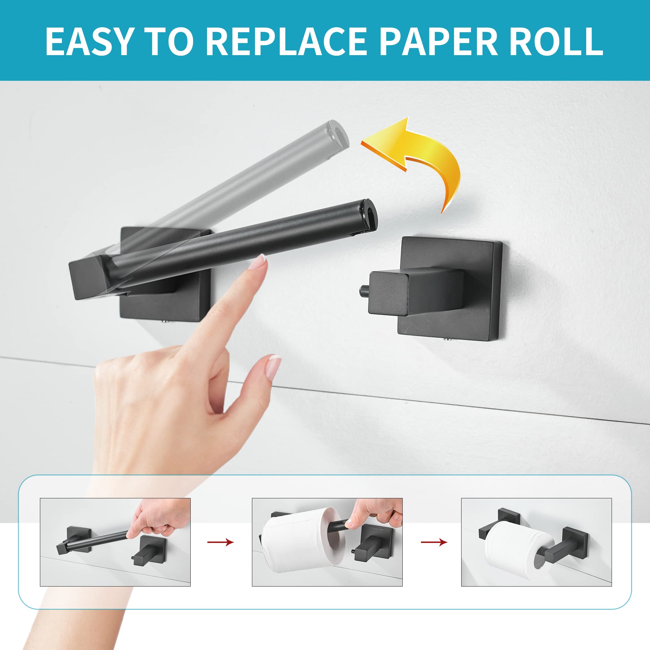WOLIBEER Black Toilet Paper Holder, Matte Bathroom Toilet Roll Holder - Image 3