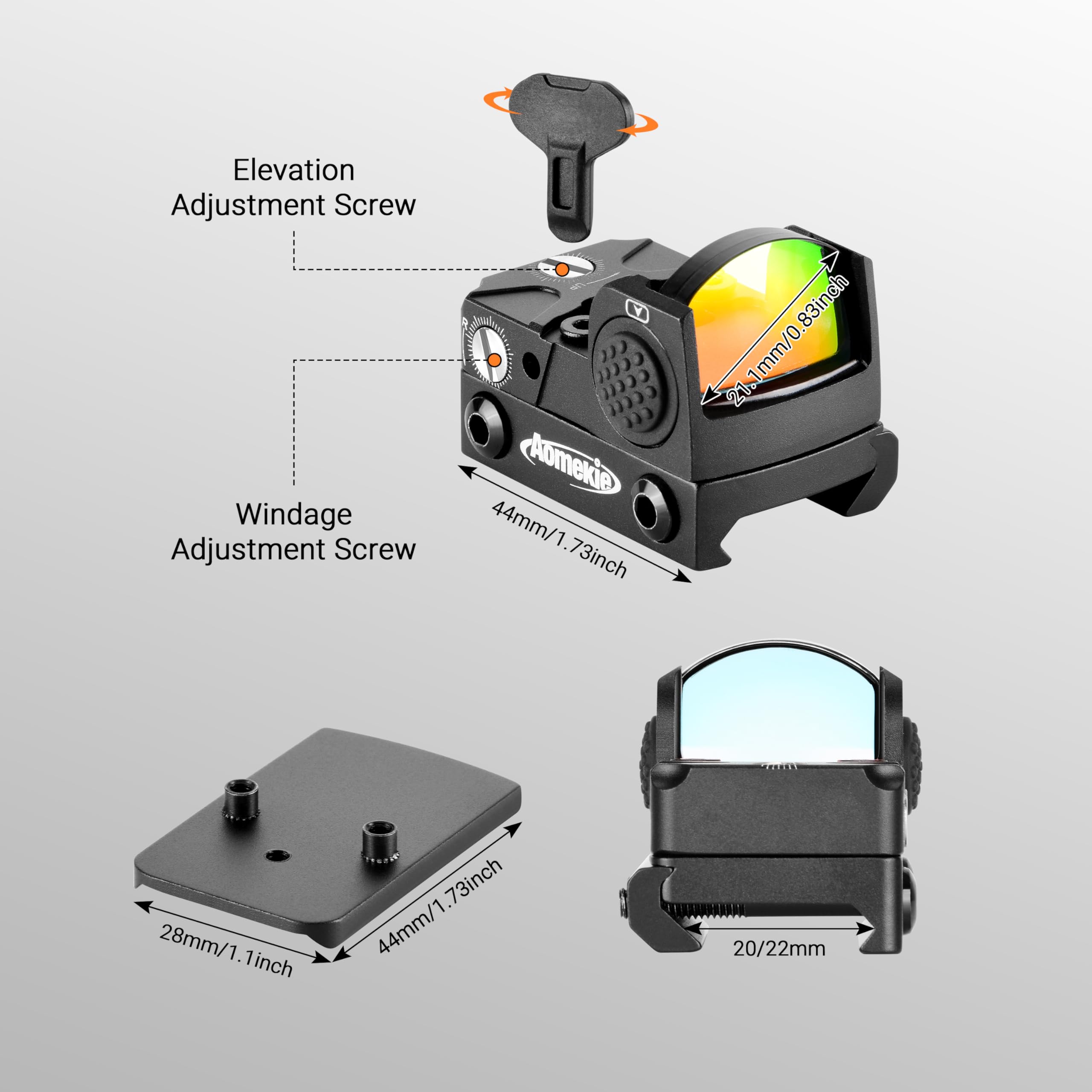 Amazon.com: Aomekie RMR Red Dot Sight 2 MOA Adjustment for 22mm