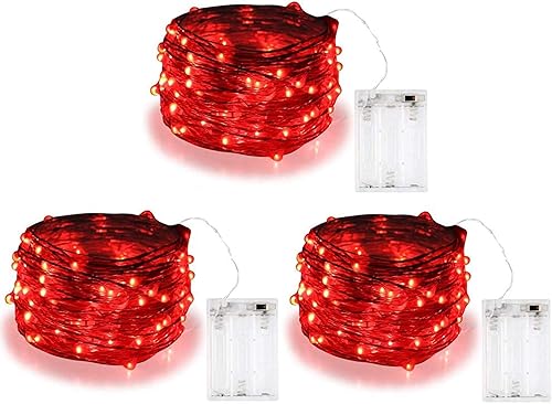 Bolweo, tiras de 30 luces LED, 10pies, Rojo