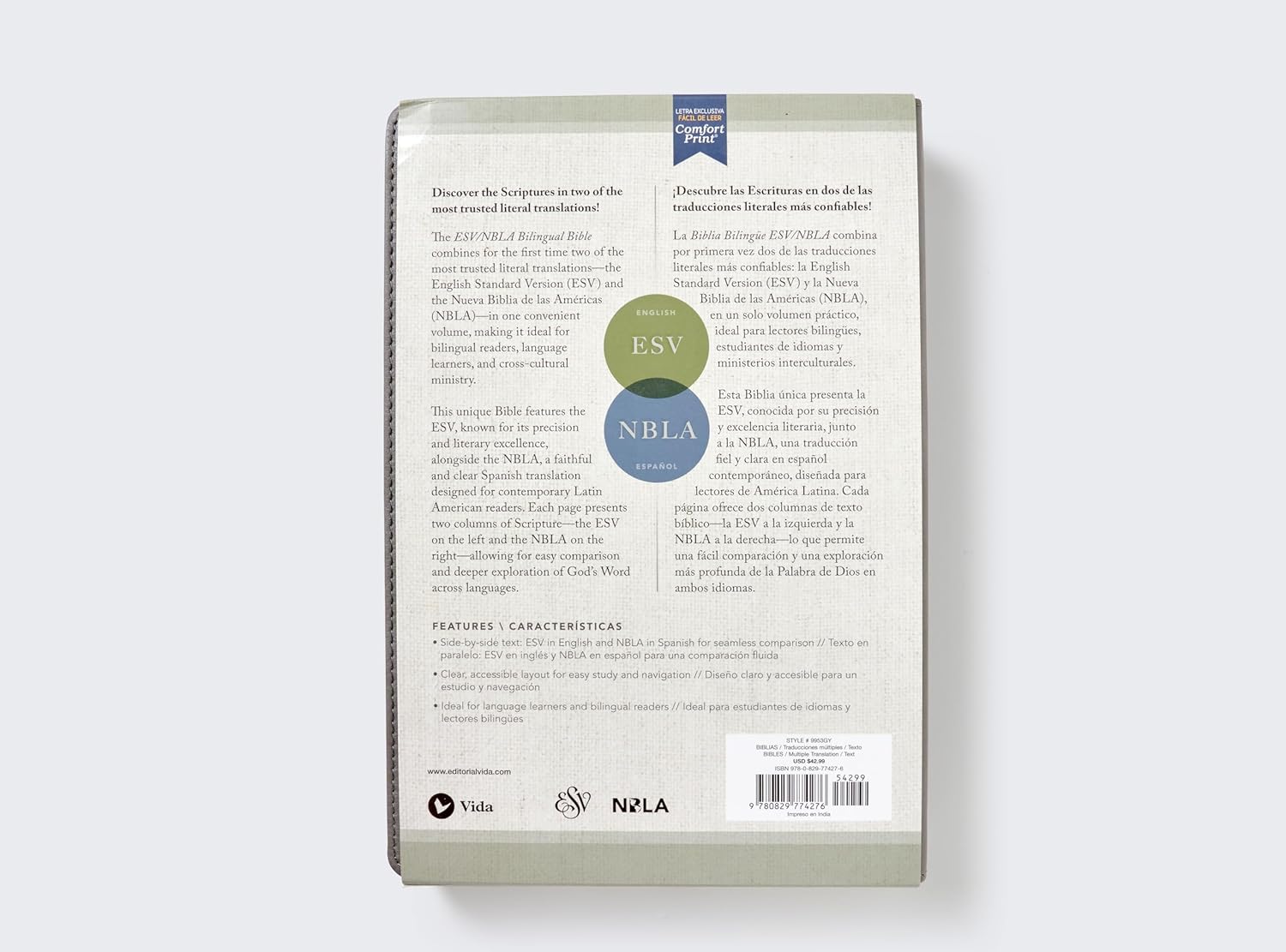 ESV/NBLA, Bilingual Bible, Leathersoft, Grey/ ESV/NBLA, Biblia Bilingüe, Leathersoft, Gris (Spanish Edition)      Leather Bound – January 13, 2026