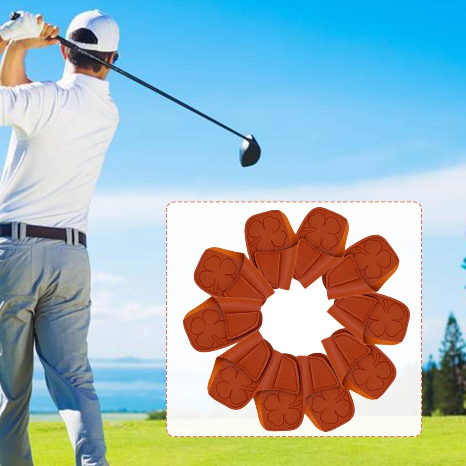 10 Fundas para Palos de Golf, de Cuero Sintético PU, para Protección de Hierros de Golf, Ideales para Practicar, Viajar Y Jugar.