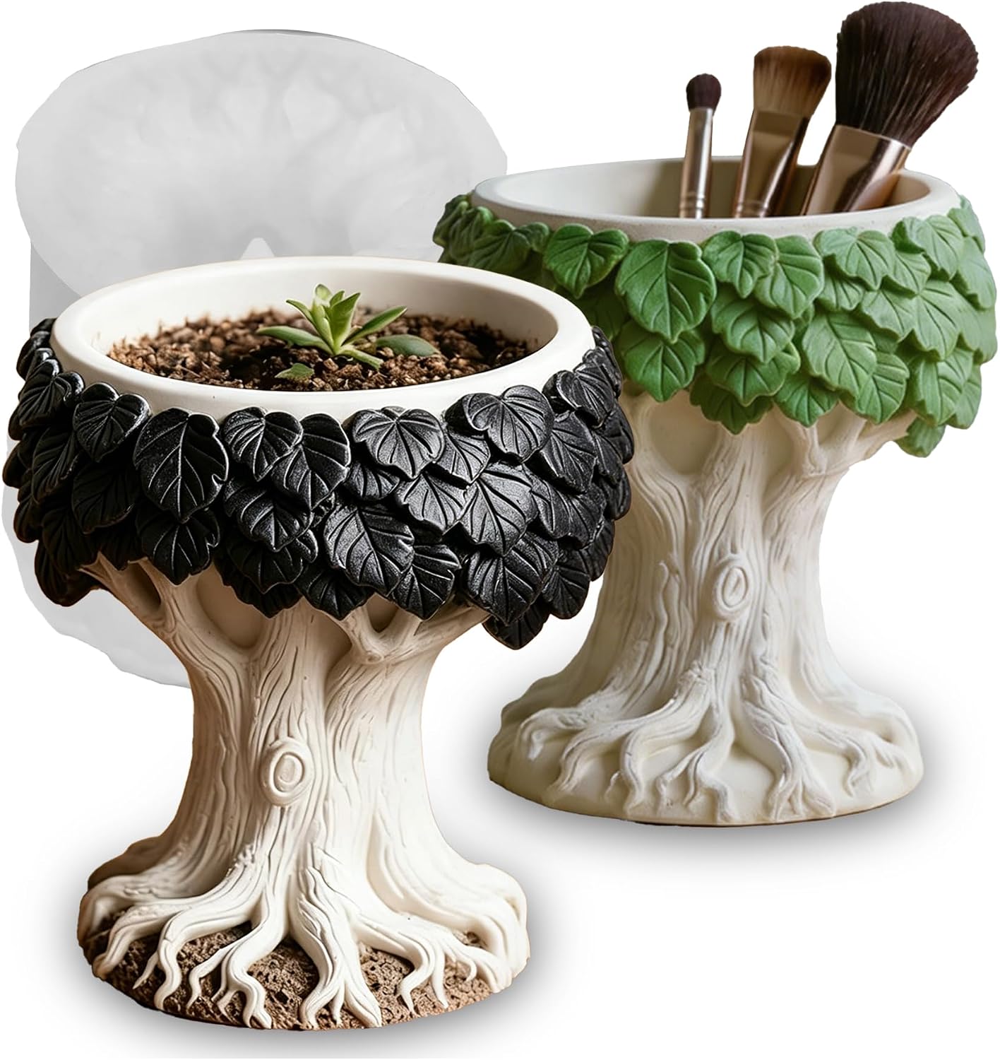 Lush Tree Shaped Silicone Planter Mold, 3D Plant Pot Resin Cement Concrete Molds, Unique Storage Container Candle Holder Jewelry Trinket Box Molds, Epoxy Resin Art Craft Mold Home Decor